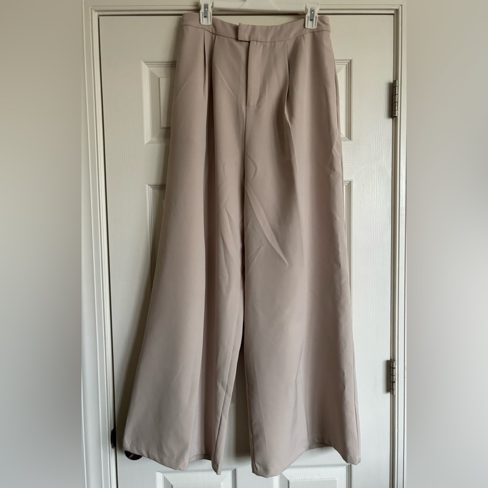 Cream Wide-Leg Pants